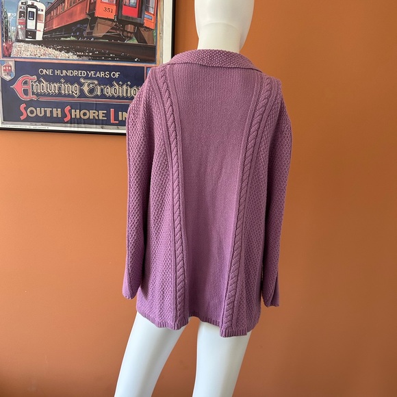 HEATHER PO lilac short button up cardigan sweater - Picture 7 of 9